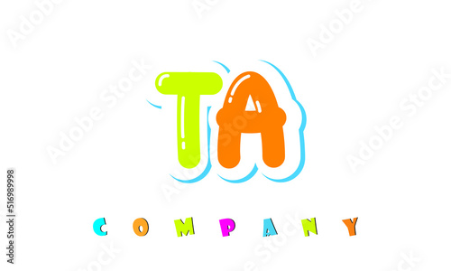 letters TA creative logo for Kids toy store, school, company, agency. stylish colorful alphabet logo vector template