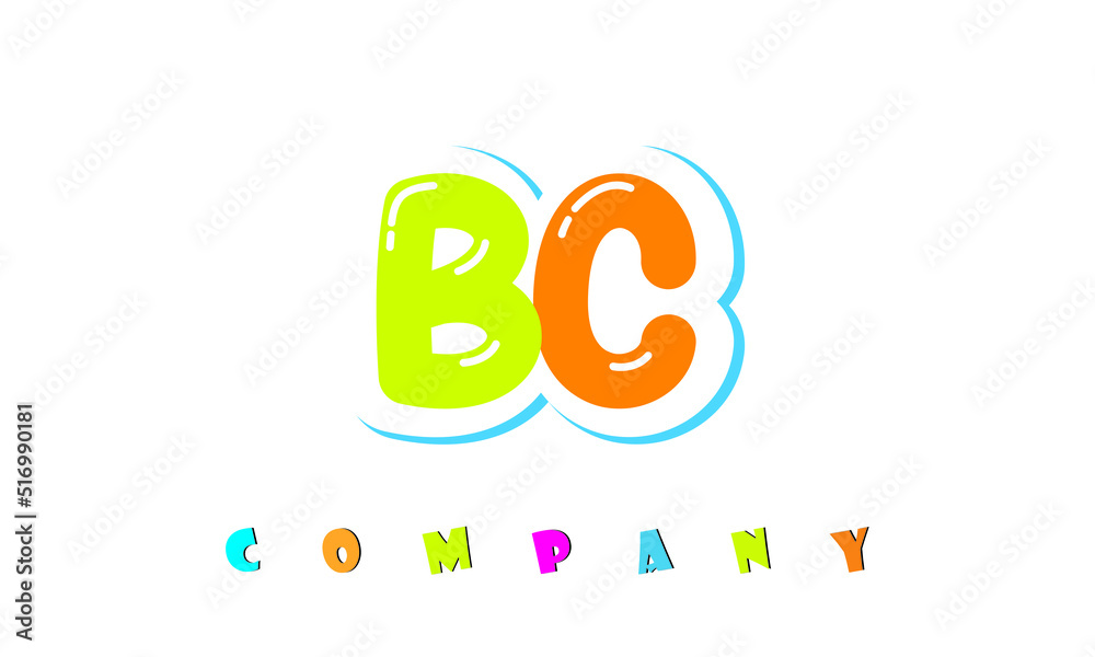 letters BC creative logo for Kids toy store, school, company, agency. stylish colorful alphabet logo vector template letters BC creative logo for Kids toy store, school, company, agency. stylish colorful alphabet logo vector template