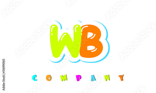 letters WB creative logo for Kids toy store, school, company, agency. stylish colorful alphabet logo vector template