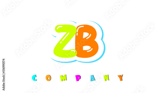 letters ZB creative logo for Kids toy store, school, company, agency. stylish colorful alphabet logo vector template