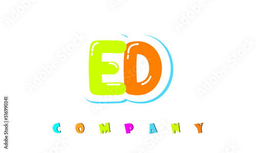 letters ED creative logo for Kids toy store, school, company, agency. stylish colorful alphabet logo vector template