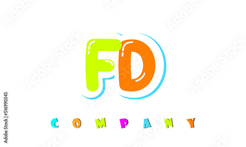 letters FD creative logo for Kids toy store, school, company, agency. stylish colorful alphabet logo vector template