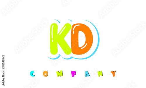 letters KD creative logo for Kids toy store, school, company, agency. stylish colorful alphabet logo vector template