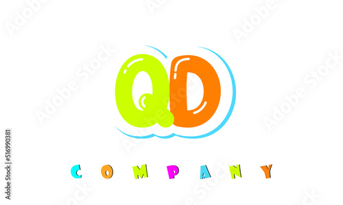 letters QD creative logo for Kids toy store, school, company, agency. stylish colorful alphabet logo vector template
