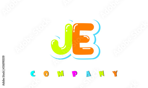 letters JE creative logo for Kids toy store, school, company, agency. stylish colorful alphabet logo vector template