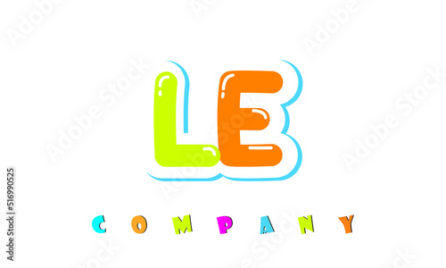 letters LE creative logo for Kids toy store, school, company, agency. stylish colorful alphabet logo vector template