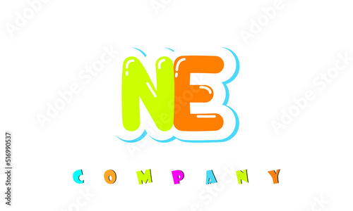 letters NE creative logo for Kids toy store, school, company, agency. stylish colorful alphabet logo vector template