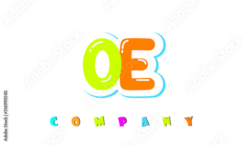 letters OE creative logo for Kids toy store, school, company, agency. stylish colorful alphabet logo vector template