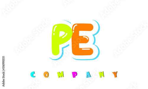 letters PE creative logo for Kids toy store, school, company, agency. stylish colorful alphabet logo vector template
