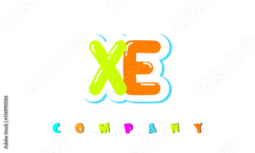 letters XE creative logo for Kids toy store, school, company, agency. stylish colorful alphabet logo vector template