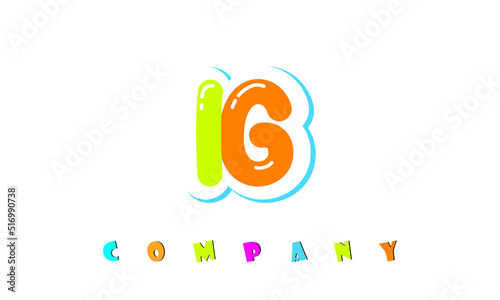 letters IG creative logo for Kids toy store, school, company, agency. stylish colorful alphabet logo vector template