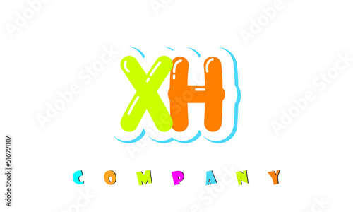 letters XH creative logo for Kids toy store, school, company, agency. stylish colorful alphabet logo vector template