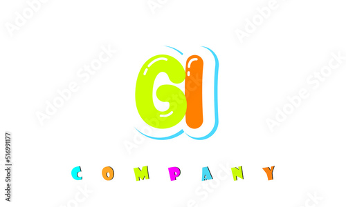 letters GI creative logo for Kids toy store, school, company, agency. stylish colorful alphabet logo vector template