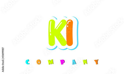 letters KI creative logo for Kids toy store, school, company, agency. stylish colorful alphabet logo vector template