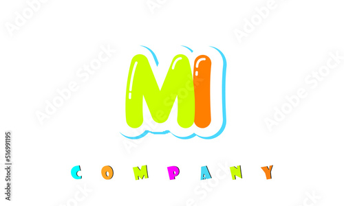 letters MI creative logo for Kids toy store, school, company, agency. stylish colorful alphabet logo vector template