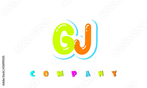 letters GJ creative logo for Kids toy store, school, company, agency. stylish colorful alphabet logo vector template