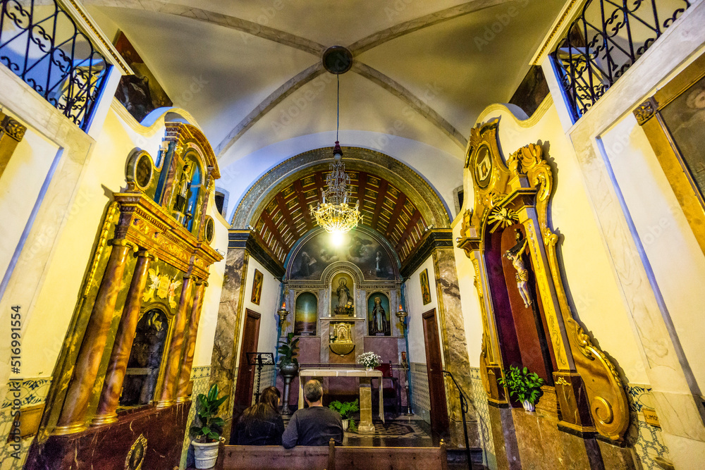 Inside the church, Ermita de la Trinitat, XVIII century. Valldemossa. Sierra de Tramuntana. Mallorca. Balearic Islands. Spain.