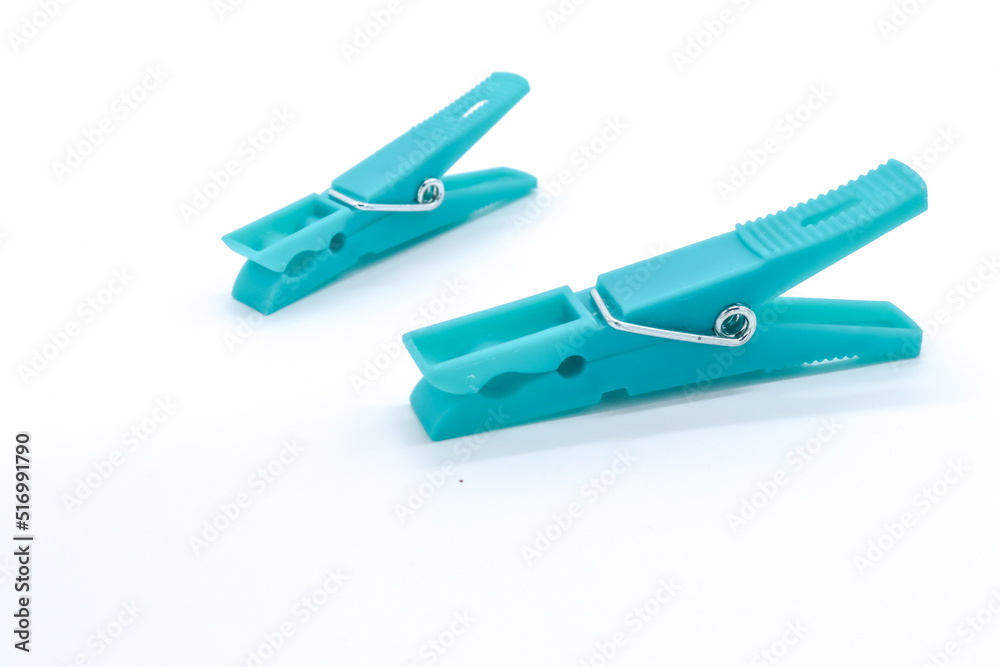 plastic clothespin blue color on white background plastic clothespin blue color on white background