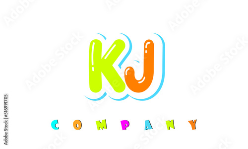letters KJ creative logo for Kids toy store, school, company, agency. stylish colorful alphabet logo vector template