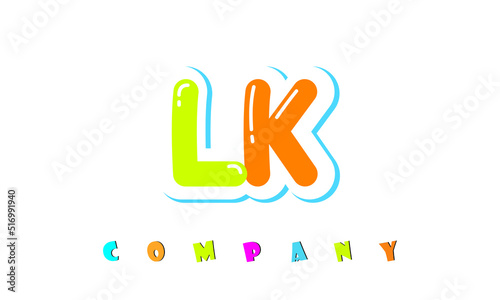 letters LK creative logo for Kids toy store, school, company, agency. stylish colorful alphabet logo vector template