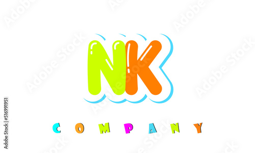 letters NK creative logo for Kids toy store, school, company, agency. stylish colorful alphabet logo vector template