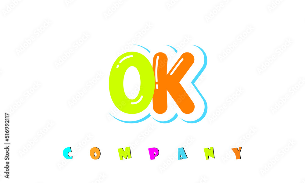 letters OK creative logo for Kids toy store, school, company, agency. stylish colorful alphabet logo vector template letters OK creative logo for Kids toy store, school, company, agency. stylish colorful alphabet logo vector template