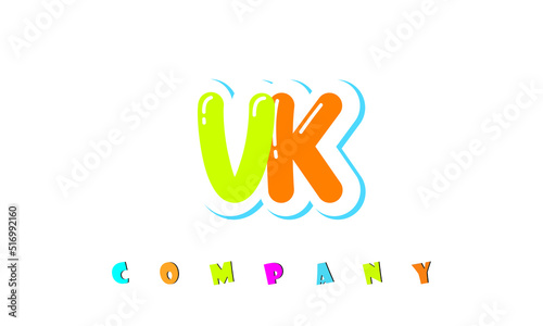 letters VK creative logo for Kids toy store, school, company, agency. stylish colorful alphabet logo vector template