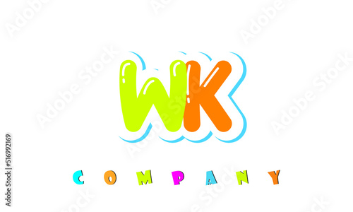 letters WK creative logo for Kids toy store, school, company, agency. stylish colorful alphabet logo vector template