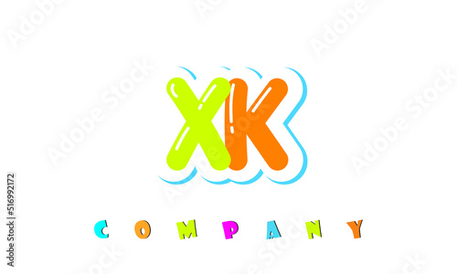 letters XK creative logo for Kids toy store, school, company, agency. stylish colorful alphabet logo vector template