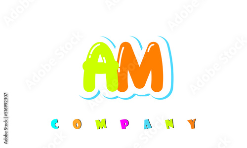 letters AM creative logo for Kids toy store, school, company, agency. stylish colorful alphabet logo vector template