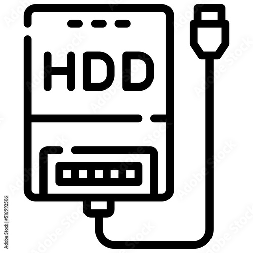 HDD line icon,linear,outline,graphic,illustration