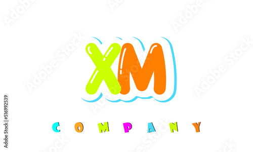 letters XM creative logo for Kids toy store, school, company, agency. stylish colorful alphabet logo vector template