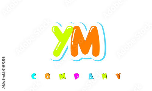 letters YM creative logo for Kids toy store, school, company, agency. stylish colorful alphabet logo vector template