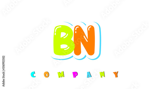 letters BN creative logo for Kids toy store, school, company, agency. stylish colorful alphabet logo vector template
