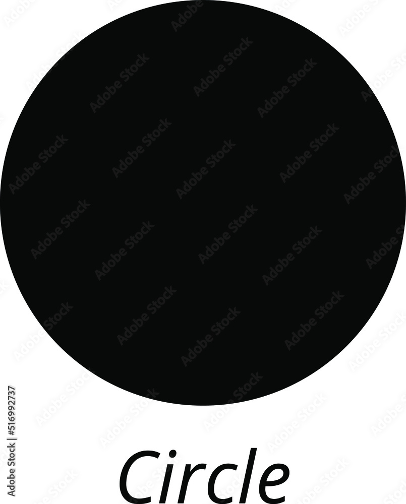 Circle Geometric shape. Vector illustration of basic geometric figure. Understanding of geometry poster for teaching and learning in school. Vector illustration isolated on white background. Circle Geometric shape. Vector illustration of basic geometric figure. Understanding of geometry poster for teaching and learning in school. Vector illustration isolated on white background.