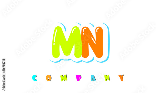 letters MN creative logo for Kids toy store, school, company, agency. stylish colorful alphabet logo vector template
