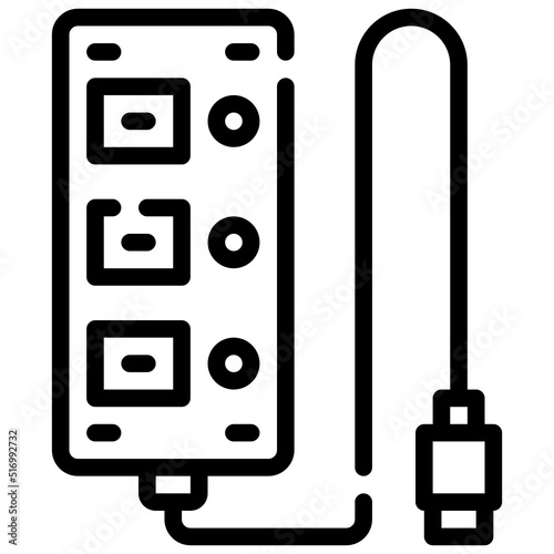 USB HUB line icon,linear,outline,graphic,illustration