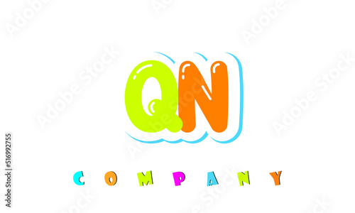 letters QN creative logo for Kids toy store, school, company, agency. stylish colorful alphabet logo vector template