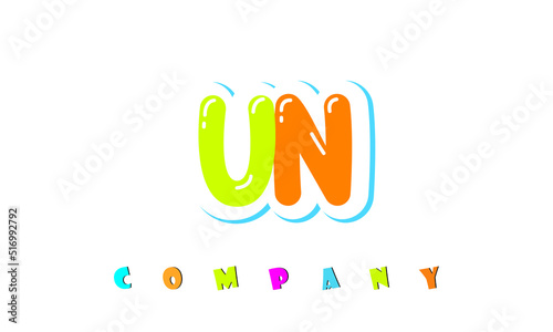 letters UN creative logo for Kids toy store, school, company, agency. stylish colorful alphabet logo vector template