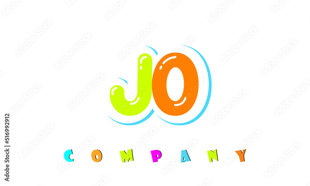 letters JO creative logo for Kids toy store, school, company, agency. stylish colorful alphabet logo vector template letters JO creative logo for Kids toy store, school, company, agency. stylish colorful alphabet logo vector template