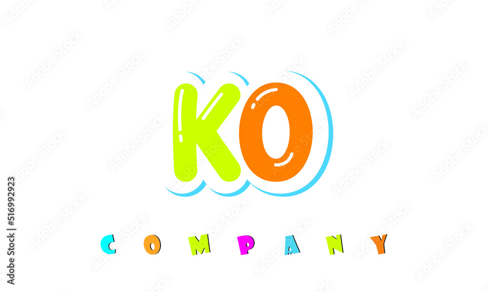letters KO creative logo for Kids toy store, school, company, agency. stylish colorful alphabet logo vector template letters KO creative logo for Kids toy store, school, company, agency. stylish colorful alphabet logo vector template