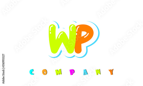 letters WP creative logo for Kids toy store, school, company, agency. stylish colorful alphabet logo vector template