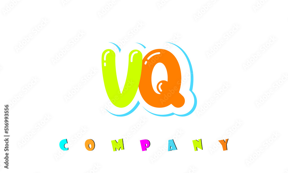 letters VQ creative logo for Kids toy store, school, company, agency. stylish colorful alphabet logo vector template letters VQ creative logo for Kids toy store, school, company, agency. stylish colorful alphabet logo vector template