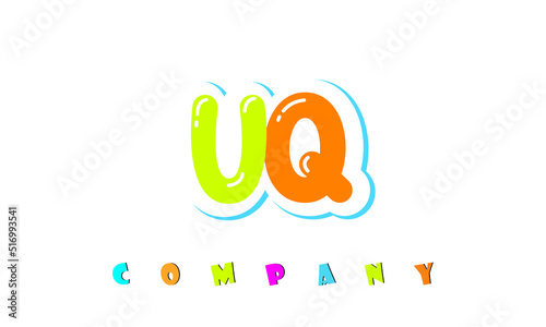 letters UQ creative logo for Kids toy store, school, company, agency. stylish colorful alphabet logo vector template