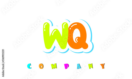 letters WQ creative logo for Kids toy store, school, company, agency. stylish colorful alphabet logo vector template