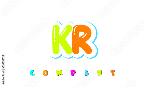 letters KR creative logo for Kids toy store, school, company, agency. stylish colorful alphabet logo vector template