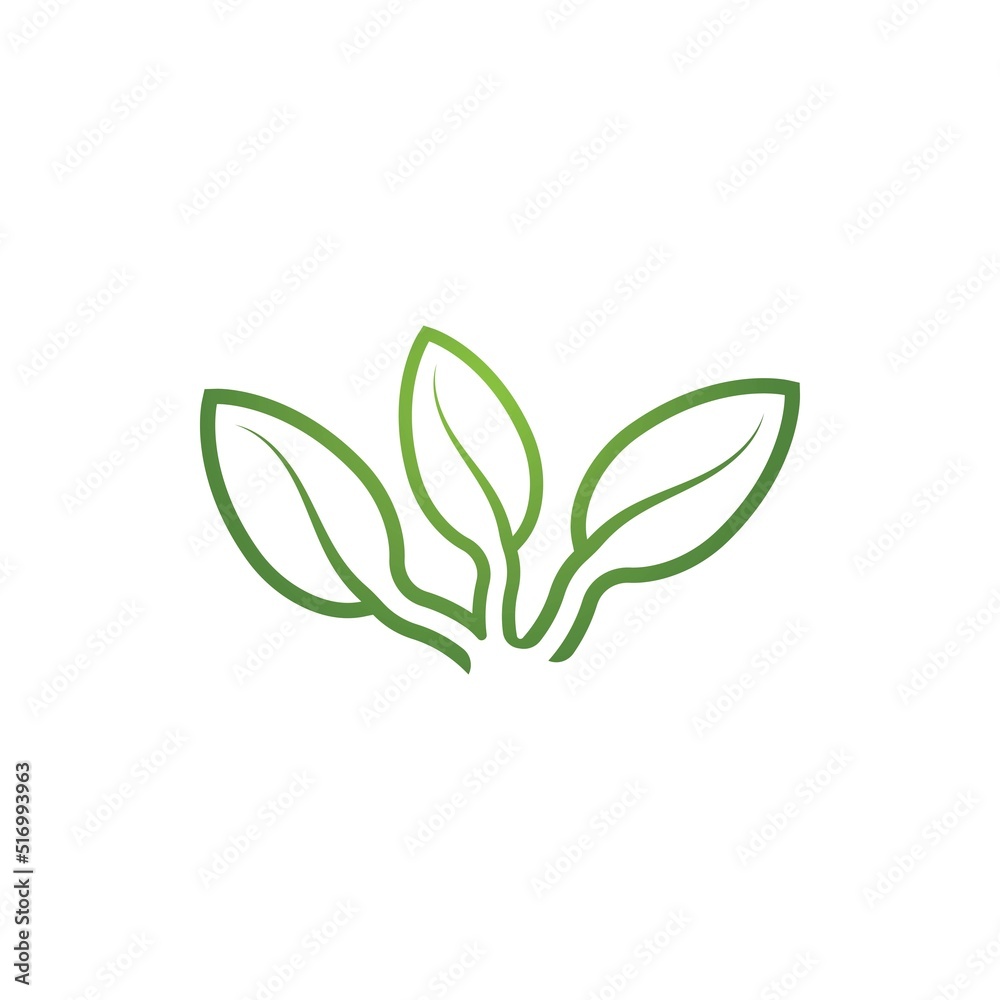 Logos of green tree leaf ecology