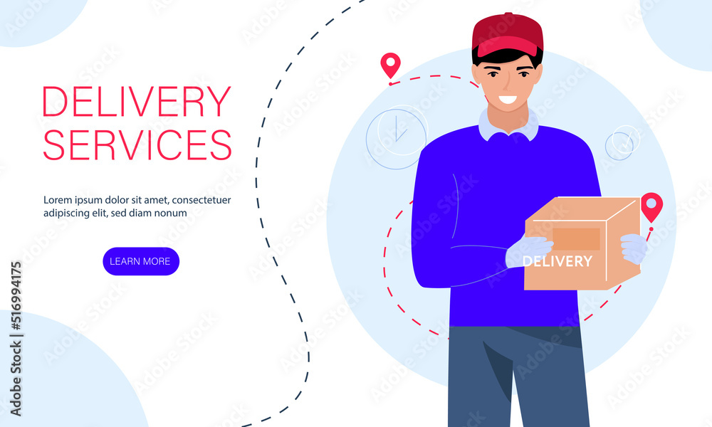 The courier brought the package. Delivery of goods. Can be used for web banners, infographics, hero images. Flat modern vector illustration. The courier brought the package. Delivery of goods. Can be used for web banners, infographics, hero images. Flat modern vector illustration.