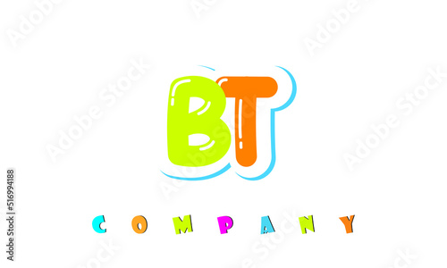 letters BT creative logo for Kids toy store, school, company, agency. stylish colorful alphabet logo vector template