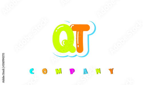 letters QT creative logo for Kids toy store, school, company, agency. stylish colorful alphabet logo vector template